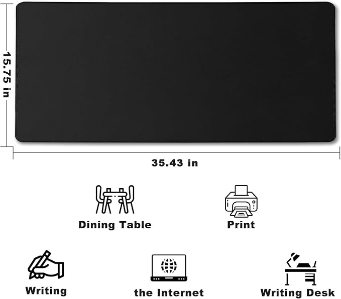 Large Mouse Pad Desk Mat Office Desk Pad with Stitched Edges, Black | Gaming Mouse Pad 35.4" x 15.7" Mousepad Non-Slip Waterproof Rubber Base PC Laptop Desk Home Office Accessories - Image 2