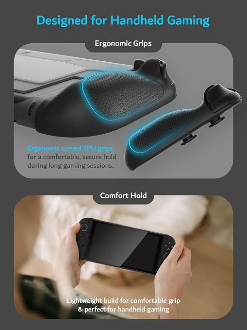 TUDIA Snap-On Case Compatible with Nintendo Switch 2 (2025) - [Kickstand Access] Dockable Slim Scratch-Resistant Console PC Cover with Enhanced Shockproof TPU Handheld Grip (Black, Clear Back Cover) - Image 5