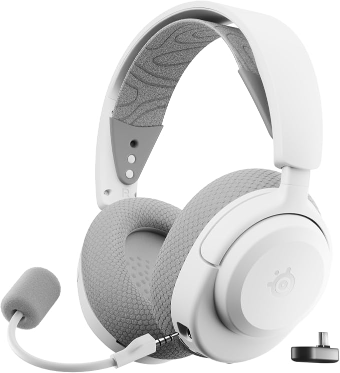 SteelSeries Arctis Nova 3P Wireless Multi-Platform Gaming Headset — Mobile App Control — 40 HR Battery — Neodymium Magnetic Drivers — 2.4GHz/Bluetooth — PS5, PS4, PC, Switch, Mobile — White by Unknown