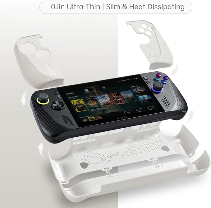 UYIYE Case for ROG Ally X 2024, Anti-Slip Rubber Protective Shell,White - Image 3