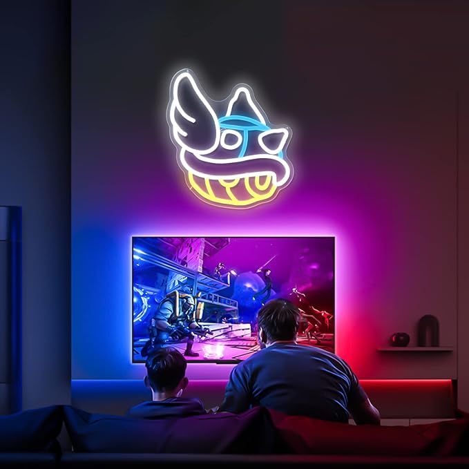 Blue Shell Neon Sign Gaming Neon Sign from Game Room Decor Dimmable Blue Shell Neon Game Decor Lights up Sign for Kids Man Cave Wall Gamer Gifts for Boys Kids - Image 7