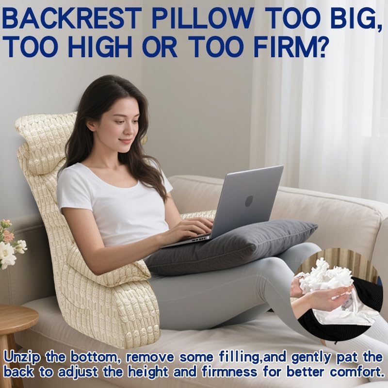 YDCEULARDOH Reading Pillow for Bed Adult – Large Bed Pillow with Arms, Supportive Back Pillow for Sitting Up in Bed for Reading, Watching TV, or Gaming - Image 5
