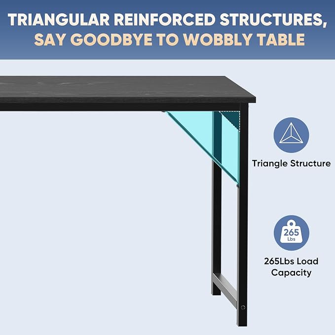 DUMOS 63 Inch Small Computer Desk, Gaming Desks for Home Office Bedroom - Image 6