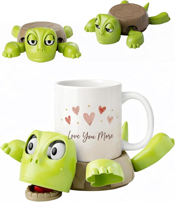 3D Printed Funny Turtle Coaster with Interactive Expression, Cup Holder by Rumexeng