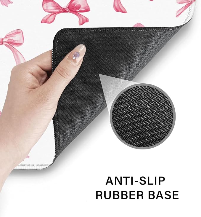 Desk Pad and Keyboard Wrist Rest, Large Mouse Pad + Keyboard Pad+Mouse Wrist Support, Non-Slip Desk Mat Protector for Office, Home 31.5×11.8 Inches Pink Bow - Image 5