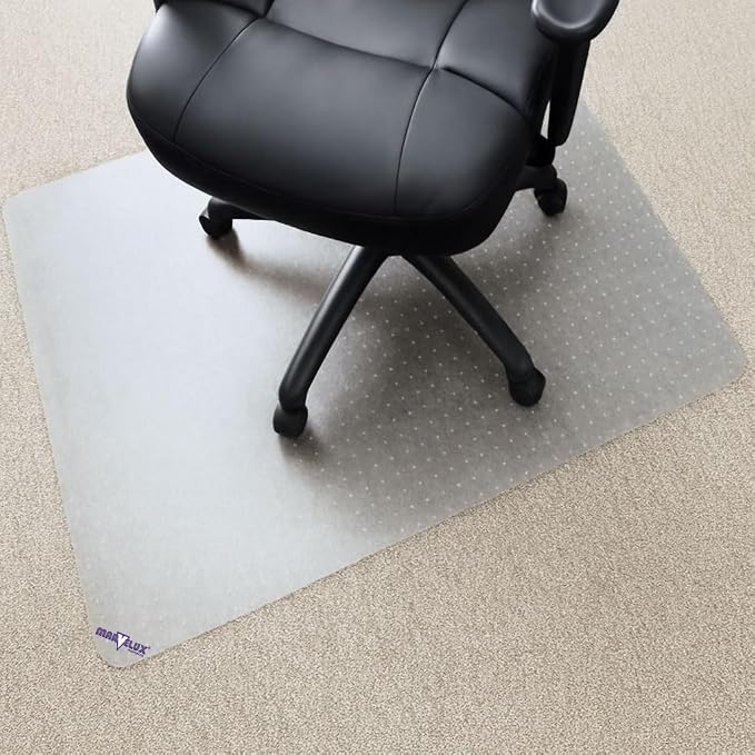 Marvelux Office Chair Mat for Low Pile Carpets 48" x 51” Clear Vinyl Protector Mat for Under Desks, Rectangular PVC Carpeted Floor Mat for Gaming Chairs and Computer Desks by Marvelux