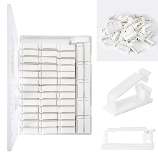 50Pcs Self Adhesive Cable Management Clips,Cable Organizers Wire Clips Cord Holder for PC Laptop Ethernet Cable Desktop Home Office(1.52’’ x 0.59’’ x 0.57’’,White) - Image 6