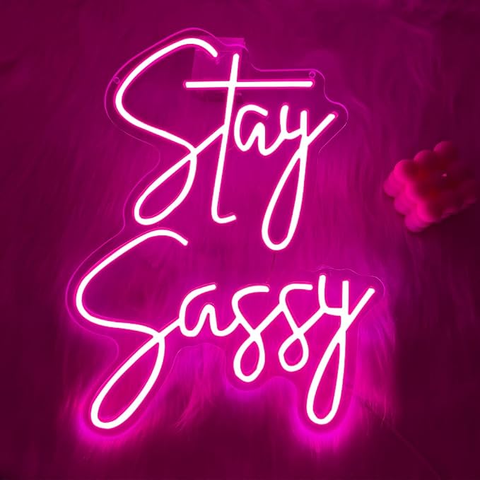Stay Sassy Neon Sign for Wall Decor, Beautiful Pink Sassy Neon Light Led Sign for Home Wedding Birthday Party Girls Bedroom Decoration, Shopping Mall Dressing Table Wall Decor - Image 3