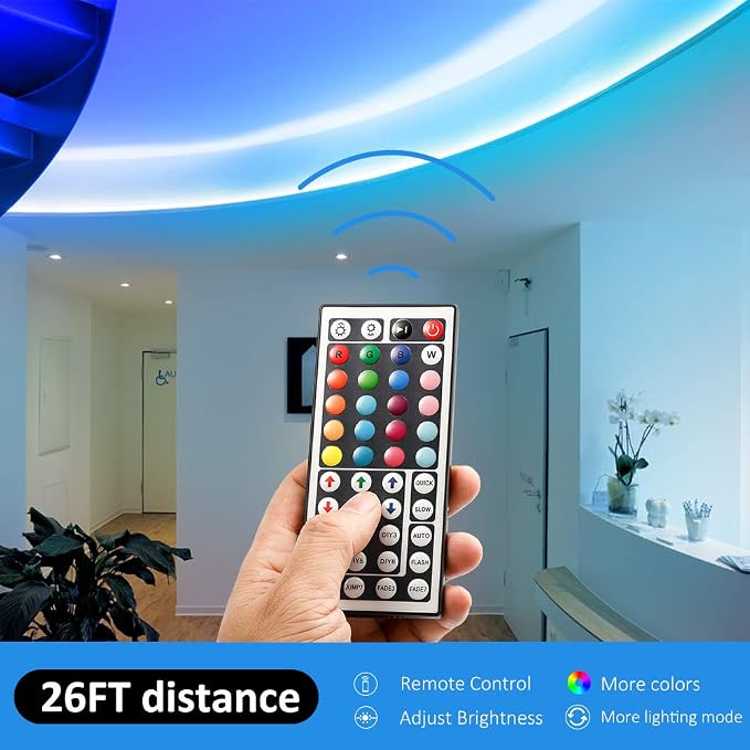DAYBETTER Led Strip Lights 32.8 ft RGB Color Changing Lights Strip for Bedroom, Desk, Home Decoration, with Remote and Power Supply - Image 8