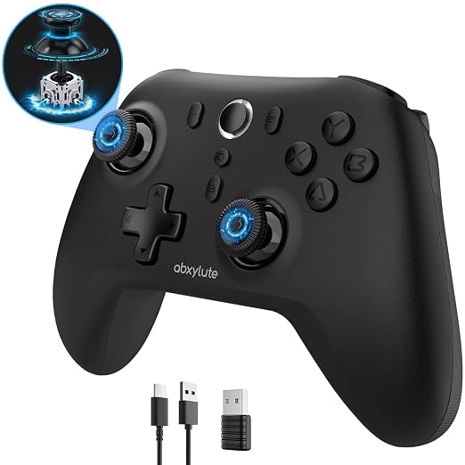 abxylute C6 Wireless PC Controller, Bluetooth Game Controller -1000Hz Polling Rate- Hall Effect Joystick for Windows PC, Switch 1&2, Steam Deck, Android TV/Mobile, iOS, MAC &Tesla Vibration Turbo Lightweight by abxylute