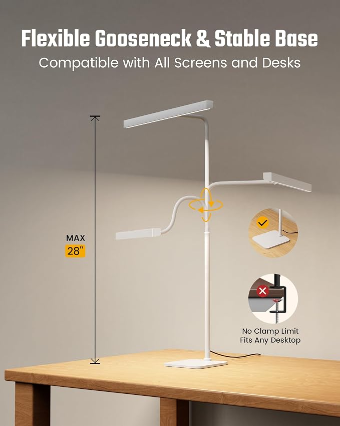 SUPERDANNY LED Desk Lamp for Home Office, Eye-Caring Desk Light with Base - Image 6