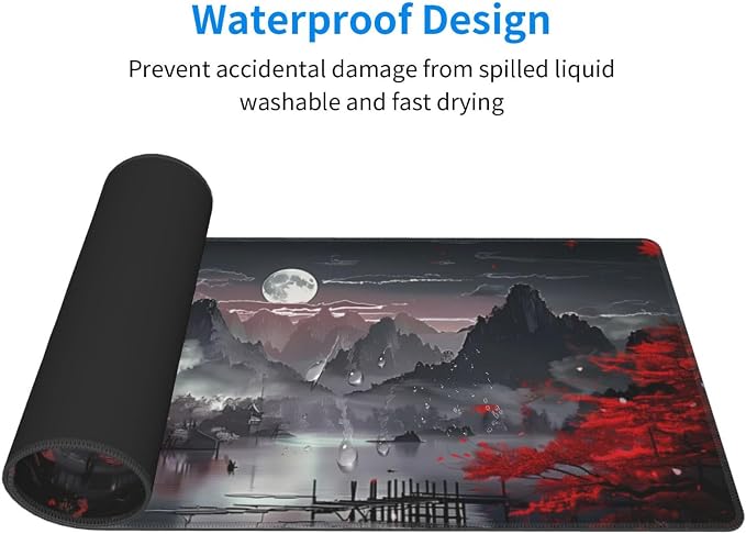 Extended Gaming Mouse Pad, Large Gaming Mouse Waterproof with Stitched Edges, Non-Slip Desktop Pad for Home and Office, Level Up Your 31.5x11.8 Inch… (Japanese Style) - Image 3