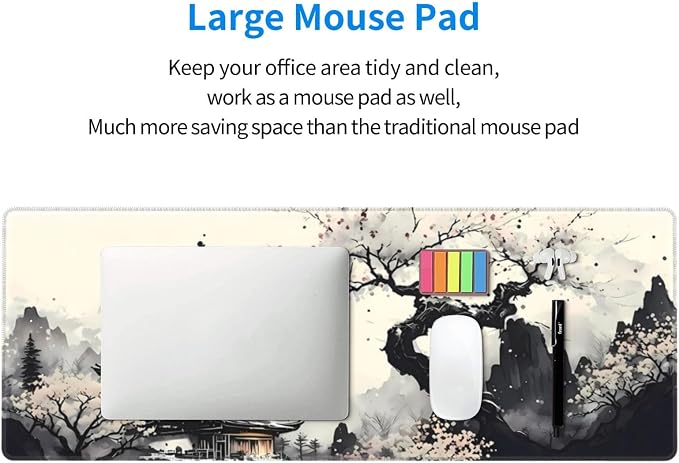 Extended Gaming Mouse Pad, Large Gaming Mouse Waterproof with Stitched Edges, Non-Slip Desktop Pad for Home and Office, Level Up Your 31.5x11.8 Inch… (wash Painting) - Image 6
