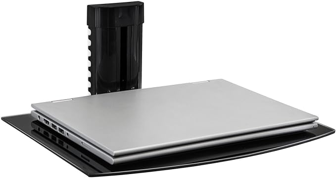Mount-It! Floating TV Shelf, Tempered Glass, 17.6 lbs, Black - Image 4