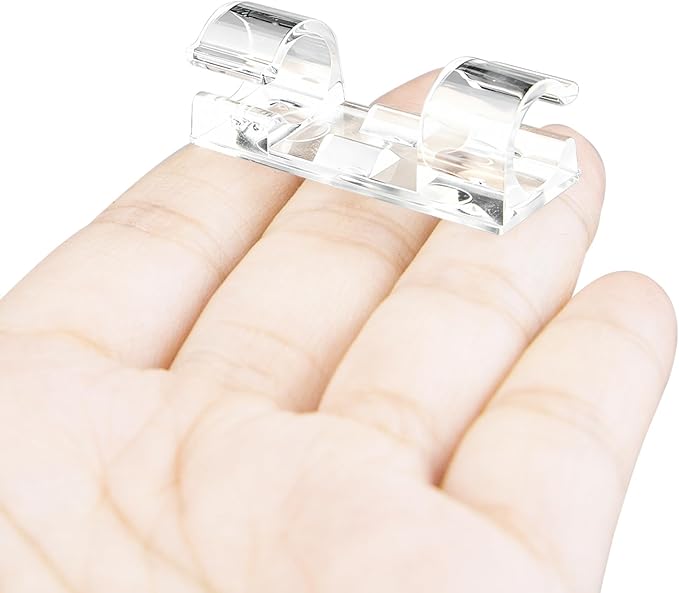 SOULWIT 50 Pcs Self Adhesive Cable Management Clips, Cable Organizers Sticky Wire Clips Cord Holder for TV PC Laptop Ethernet Cable Desktop Home Office (Transparent) - Image 7
