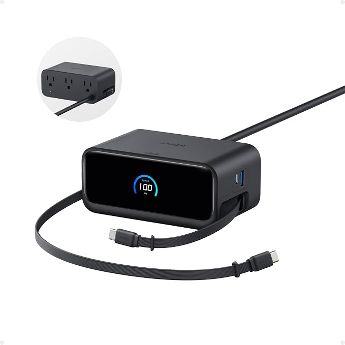 Anker Nano Charging Station, 100W 7-in-1 Power Strip, Retractable Charger by Unknown