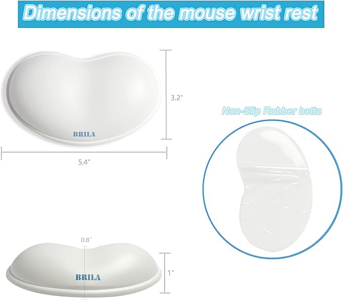 BRILA Ergonomic Silicone Mouse Wrist Rest, Cooling Silica Gel PU Leather Mouse Wrist Support Pad for Office Work and Laptop Computer Gaming (White Leather) - Image 5