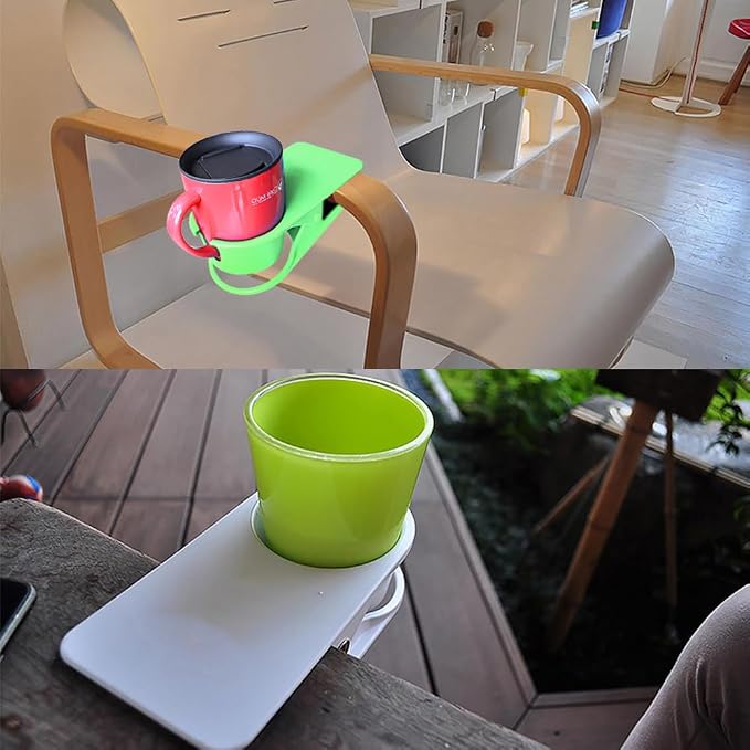 YOY Drink Cup Holder Clip - Table Desk Side Water Glass Beer Bottle Beverage Soda Coffee Mug Holder Cup Saucer Clip Design for Home Office, Green - Image 5