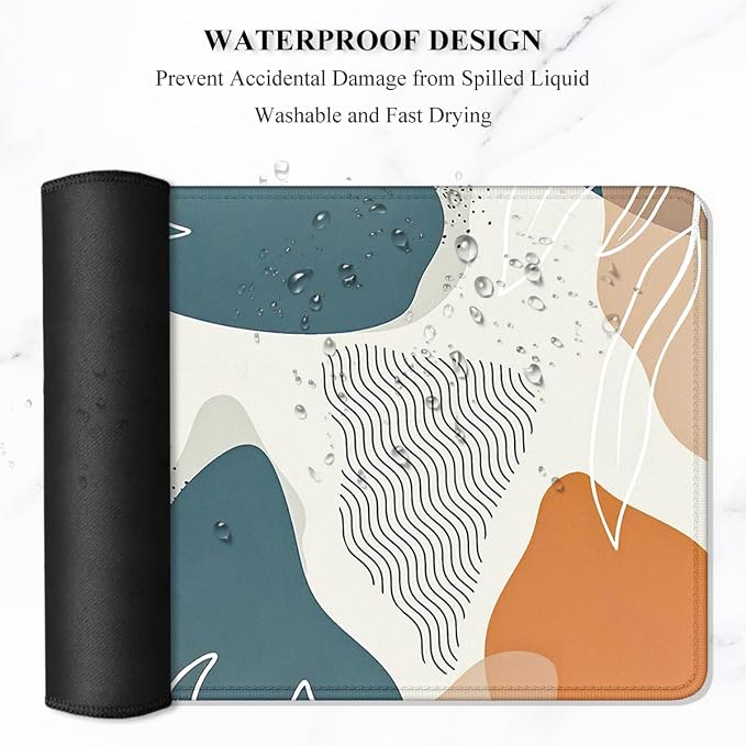 Auhoahsil Large Mouse Pad, XXL Desk Pad, Extened 35" x 15", Non-Slip Rubber Base, Stitched Edges, Superior Surface, Waterproof Keyboard Mat, Large Mousepad for Gamer, Office & Home, Desert Leaves - Image 6