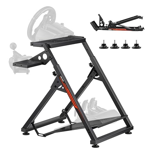 VEVOR Racing Wheel Stand, Adjustable & Foldable Simulator Stand for Logitech G923 G920 G29 G27, Thrustmaster T300RS TX F458 T500RS T3PA-PRO(F1/GT) Gaming Cockpit,Pedals Simulator NOT Included,Compact by VEVOR