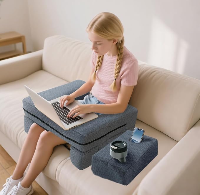 Extra Large Reading & Gaming Pillow with Coaster, Lap Desk Pillow for Laptop for Adult, Memory Foam Bed Desk for Working, Gaming, Reading & Writing Laptop Desk for Couch Bed Floor - Image 7