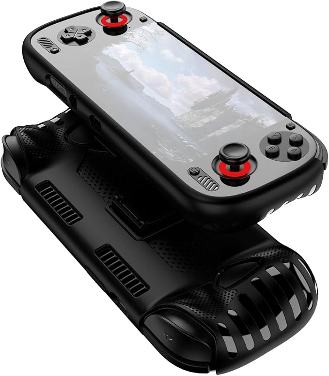 Protective Cover Case for Ayn Odin 3 Gaming Handheld with Stand Base, Shockproof Anti-Scratch Non-Slip TPU Protective Grip Cover for Ayn Odin3 Accessories (Black) by Unknown