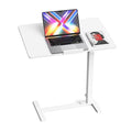 Mobile Standing Desk Adjustable Overbed Table, Pneumatic Height Adjustable Rolling Laptop Desk with Hidden Wheels, 0-180°Tilt Top Rolling Computer Cart Foldable for Home Office, Craft & Study, White by SimpleDeluxe