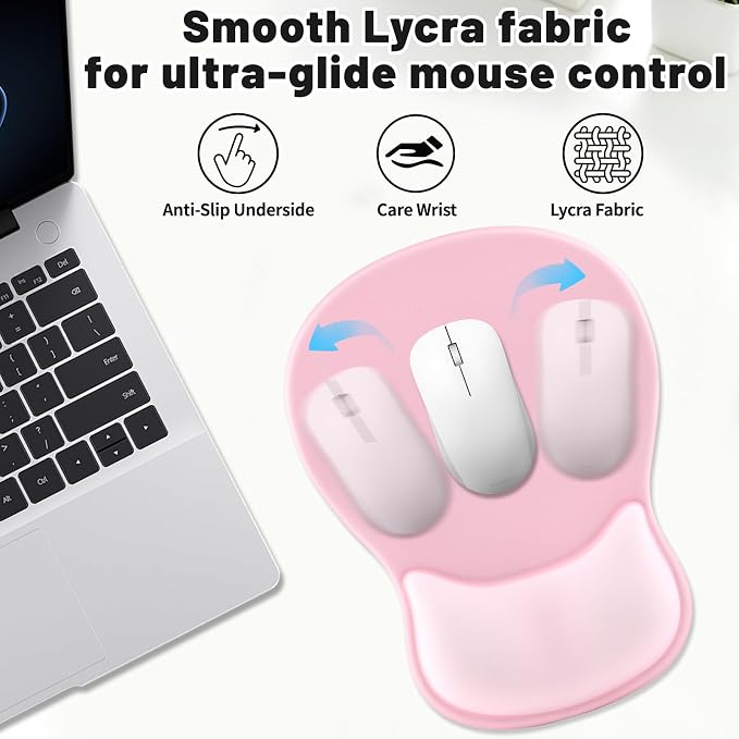 Ergonomic Mouse Pad with Wrist Rest - Gel Wrist Support Mousepad with Non-Slip PU Base for Computer, Laptop, Office & Home - Image 2