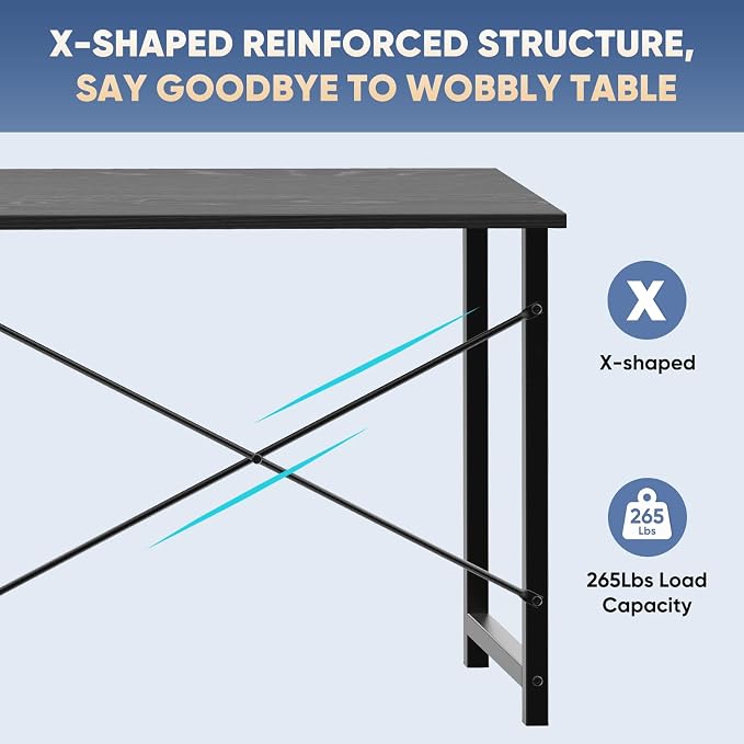 DUMOS 47 Inch Small Computer Desk, Gaming Desks for Home Office Bedroom - Image 8