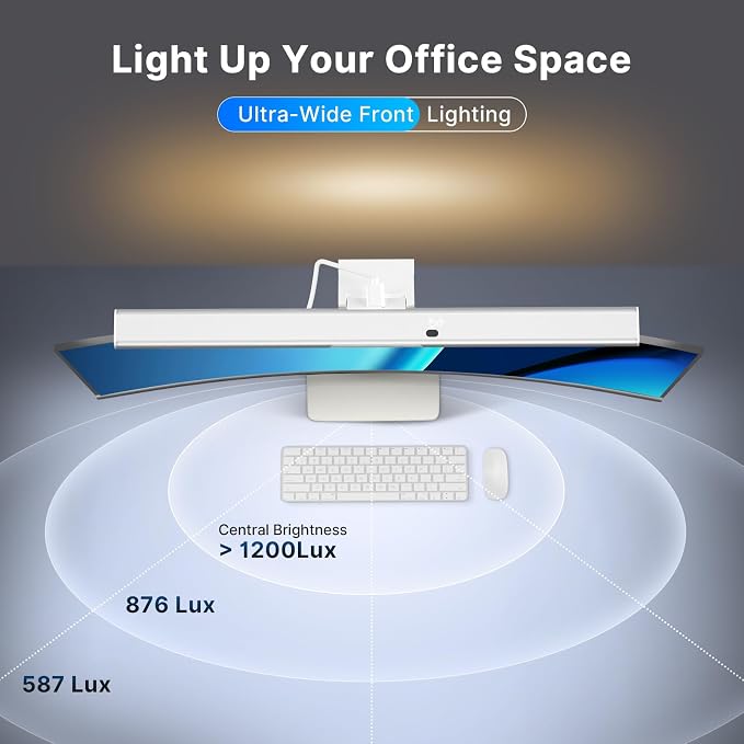 Syrinx Monitor Light Bar for Home Office & Gaming, Eye-Caring Computer Monitor Lamp, No Glare Screen Light, CRI95+, Stepless Brightness & Color Temp Adjustment, USB Powered, for Flat & Curved Monitors - Image 4