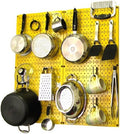 Wall Control Kitchen Pegboard Organizer Pots and Pans Storage Rack Organization Kit with Yellow Pegboard and Blue Accessories by Wall+Control