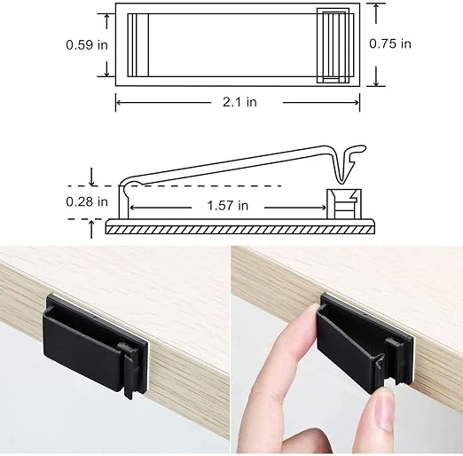5Pcs Self Adhesive Cable Management Clips,Cable Organizers Wire Clips Cord Holder for PC Laptop Ethernet Cable Desktop Home Office(2.1’’ x 0.75’’ x 0.28’’, Black) - Image 2