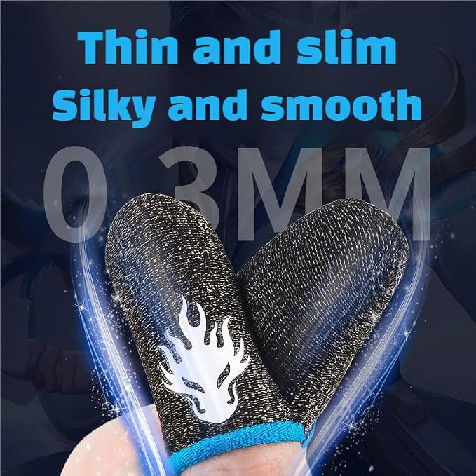 8 Pack Gaming Finger Sleeves for Mobile Gaming,Ultra Thin,Smooth Feel,Anti Sweat,0.3mm Silver Fiber,zhicom Finger Sleeves Fit All Touchscreen Devices,Gaming Finger Gloves for PUBG COD Dedales Gamer - Image 4