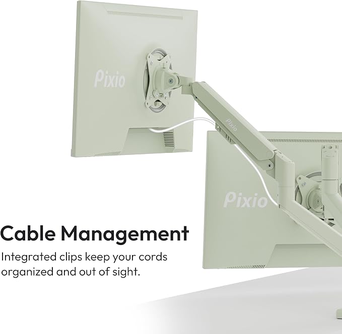 Pixio PS1D Wave Mint Green Dual Monitor Arm Stand Desk Mount - Fits up to 32 inches Monitors and up to 19.8lbs. VESA Compatibility and Integrated Cable Management - Image 5