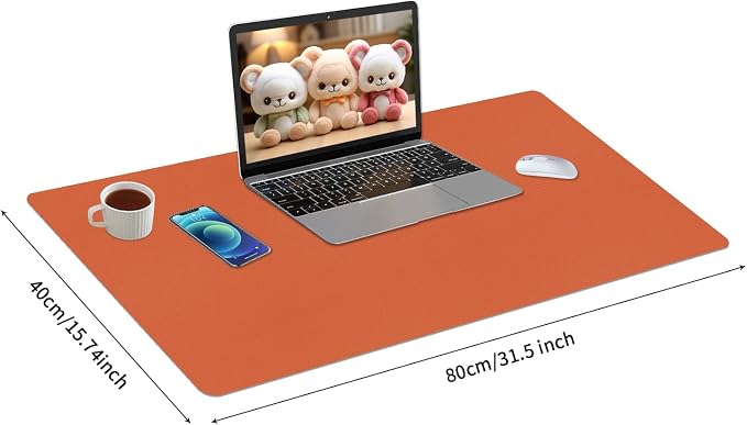 Bloss Orange Desk Mat 31.5"x15.7", Waterproof Large Desk Pad, Leather Desk Matt for Desktop, Computer Mat for Office/Home/Decor - Image 4