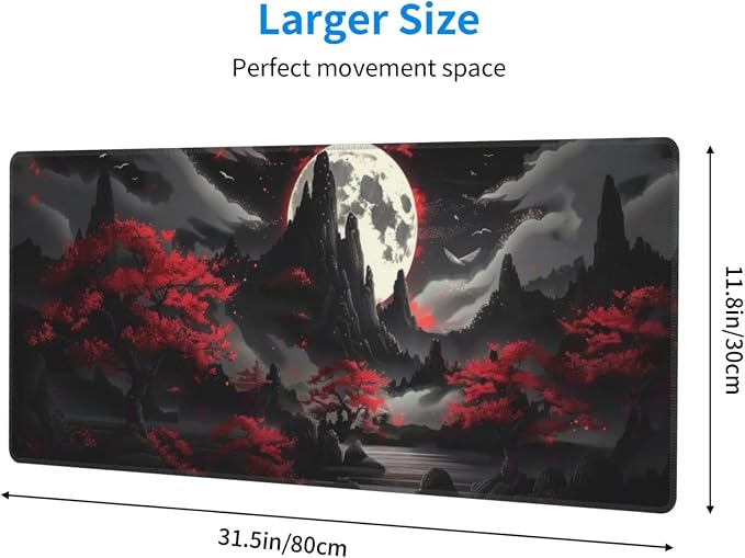 Extended Gaming Mouse Pad, Large Desk Mat XL Anime Mouse Pad Waterproof with Stitched Edges, Non-Slip Desktop Pad for Home and Office, Level Up Your 31.5x11.8 Inch (Night Canyon) - Image 2