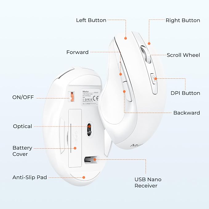 MEETION White Wireless Keyboard and Mouse Combo, Full-Size with Wrist Rest - Image 5
