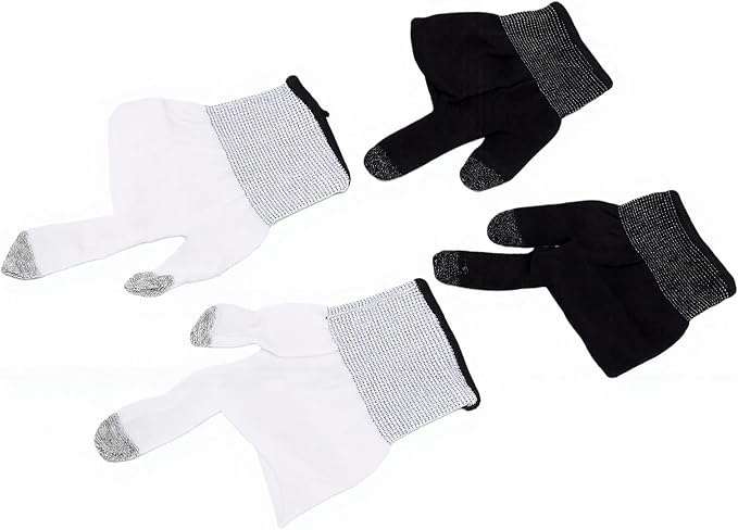 Mobile Gaming Finger Sleeves High Sensitive | Seamless Touchscreen Gloves for Players 2 Pairs Black White (Black White) - Image 5