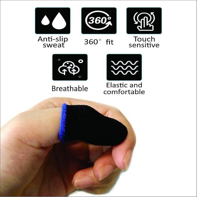 GENDA Gaming Finger Sleeves Pack of 6 - Anti-Sweat Breathable Thumb - Image 4