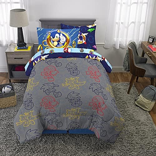 Franco Kids Bedding Super Soft Comforter and Sheet Set with Sham, 5 Piece Twin Size, Sonic The Hedgehog, Anime - Image 6