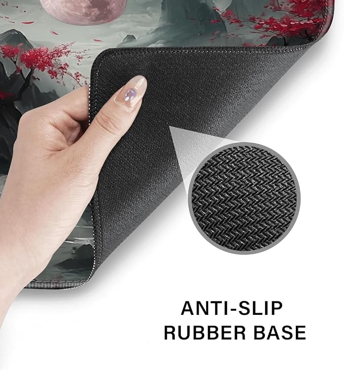 Desk Pad and Keyboard Wrist Rest,Janpense Large Mouse Pad + Keyboard Pad+Mouse Wrist Support, Non-Slip Desk Mat Protector for Office, Home 31.5×11.8 Inches Cherry Blossom - Image 5