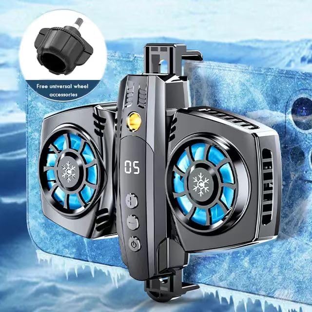Phone Cooler for Tiktok Live Streaming, Mobile Gaming.Fast Cooling Cell Phone Refrigerator with Customized RGB Lighting, LED Temperature Display，Dual core Cooler - Image 2