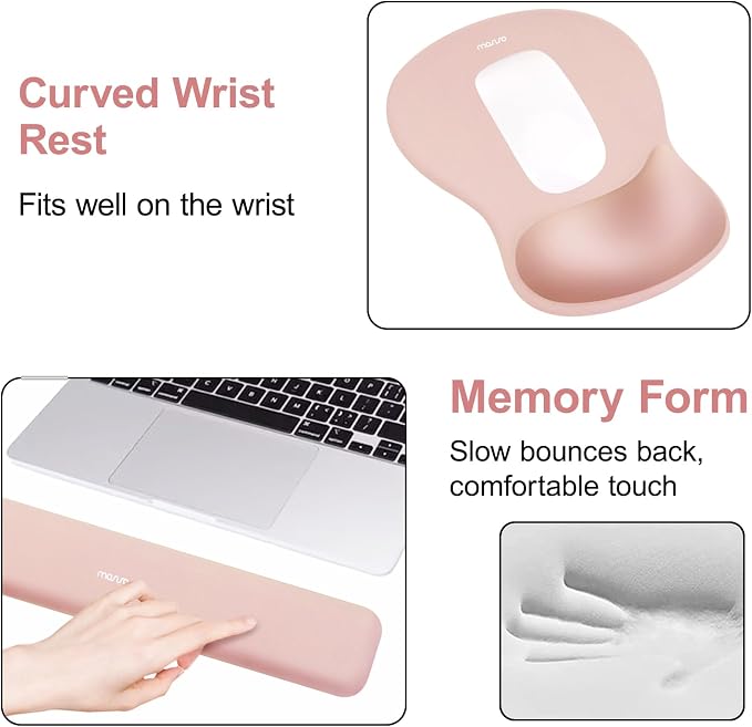 MOSISO Wrist Rest Support for Mouse Pad & Keyboard Set, Peach Fuzz - Image 4