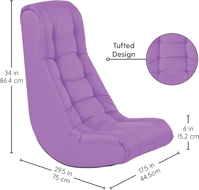Factory Direct Partners Soft Tufted Floor Rocker - Cushioned Ground Chair for Kids Teens and Adults - Great for Reading, Gaming, Meditating, TV - Lavender, 10488-LV - Image 3