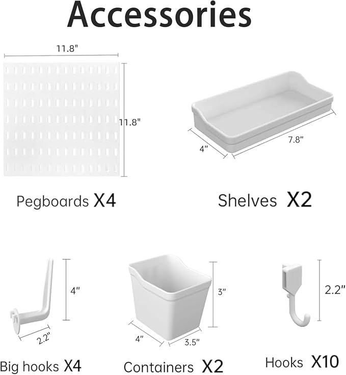 Revamp Your Space With A Versatile Pegboard Kit - Effortlessly Organize Home, Office, And Gaming Setup With Customizable Hanging Solutions (White) - Image 7