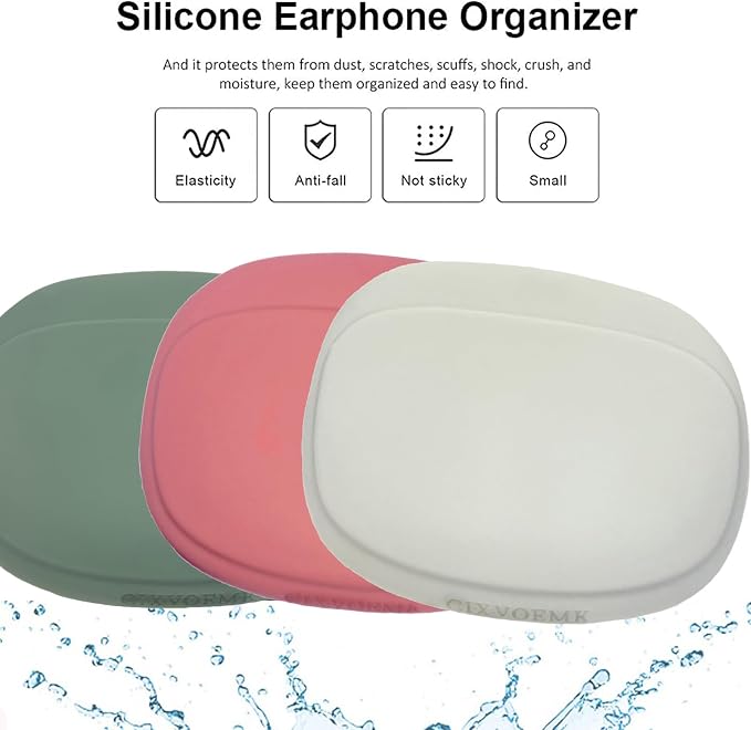 Silicone Headphone Organizer-Data Cable Storage Case-Mini Key Box-Portable Wired Headphone Organizer(Red-Grey-Green-3PCS) - Image 3