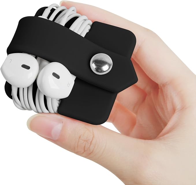 Cord Organizer Earbuds Holder Earphone Wrap Earphones Organizer Headset Headphone Earphone Wrap Winder Cord Manager Cable Winder Set of 3(Black) - Image 5