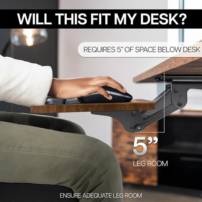 VIVO Vintage Brown Under Desk 25 x 10 inch Keyboard Tray, MOUNT-KB03N - Image 6