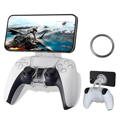 NBCP PS5 Controller Phone Mount – Adjustable Mobile Phone Holder Clip for PlayStation 5 Dualsense, Magnetic Gaming Clip for iPhone & Android – Ergonomic Design, Ultra-Strong Magnets, 360° Rotation by NBCP