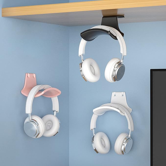 2-Pack Never Fall Headphone Hook Wall Mount Headset Holder White | Stand fixted with screws for airpods max sennheiser sony bose beats akg - Image 2